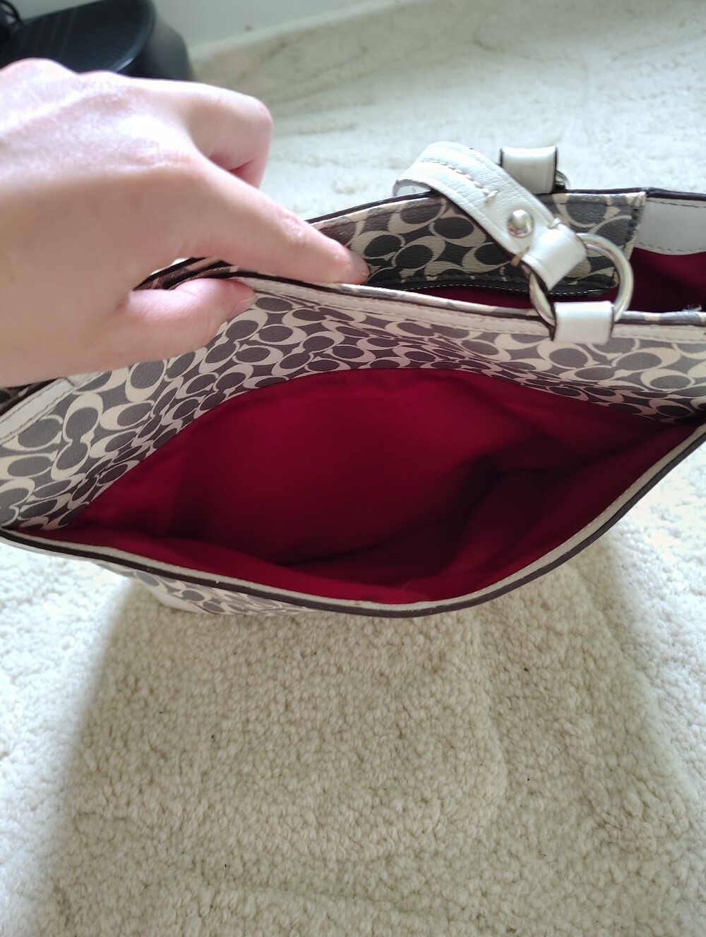 Coach Vintage Chelsea Heritage Signature Stripe Leather Tote Bag - Picture 12 of 13